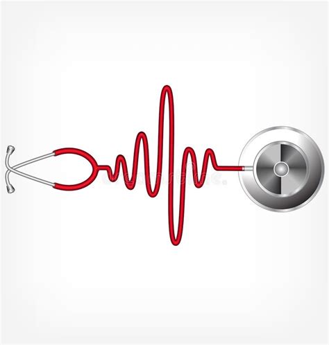 Stethoscope In The Shape Of A Heart Beat On A Ekg Isolated On A White