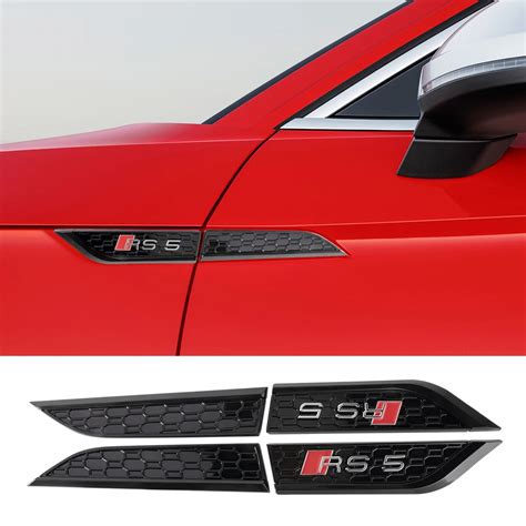 Set Abs Rs Badge Car Fender Side Wing Sticker Auto Refit Emblem