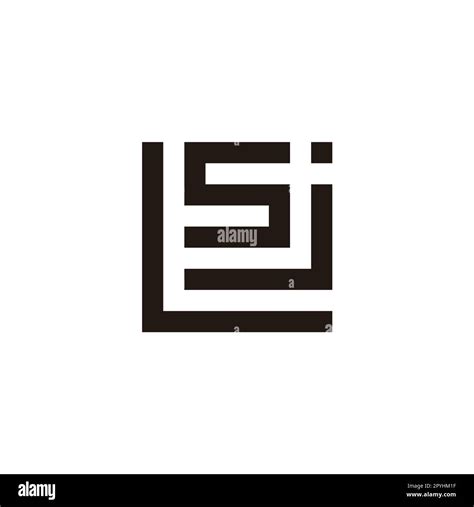 Letter L J And S Square Geometric Symbol Simple Logo Vector Stock