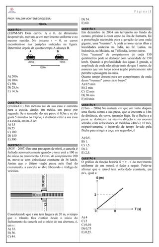 Simulado de física 1 ano 2013 prof waldir PDF Download Gratuito