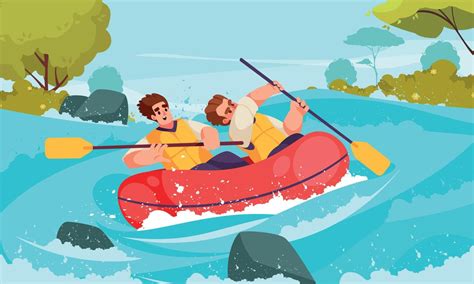 River Rafting Concept 21855595 Vector Art At Vecteezy