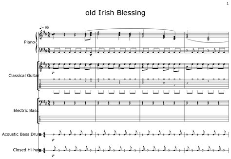 Old Irish Blessing Sheet Music For Piano Classical Guitar Electric