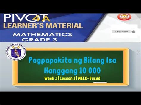 Math Pagpapakita Ng Bilang Isa Hanggang Week Lesson