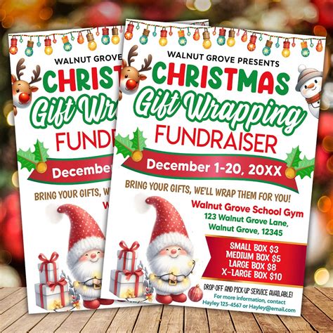 Customizable Christmas Gift Wrapping Fundraiser Flyer Holiday School