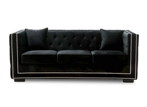 Canap Places Capitonn Chesterfield Design En Velours Noir Cube