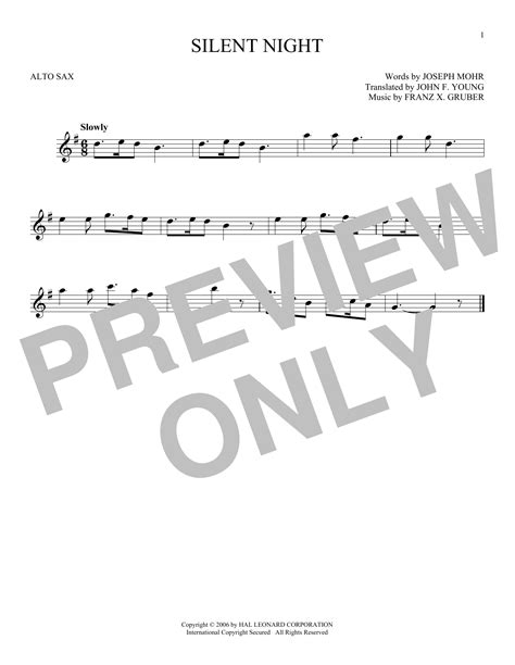 Silent Night By Franz Gruber Sheet Music For Alto Sax Solo At Sheet