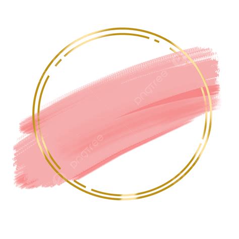 Oil Brush Stroke Hd Transparent Abstract Circle Oil Painted Pink Gold