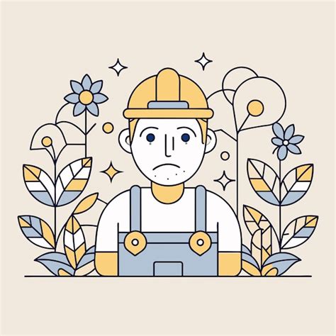 Premium Vector A Cartoon Of A Construction Worker Wearing A Hard Hat