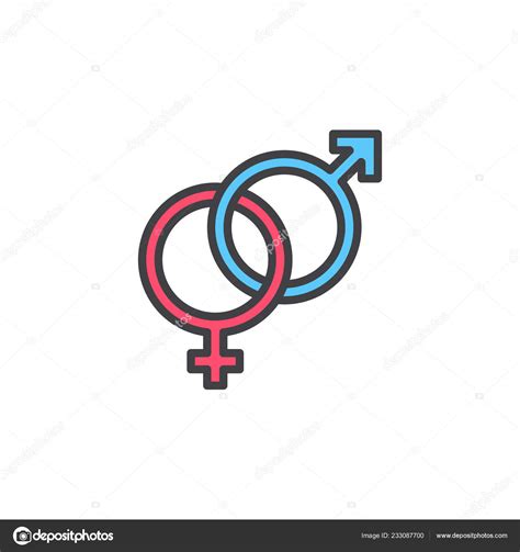 Icono Línea Símbolo Género Heterosexual Signo Vectorial Contorno