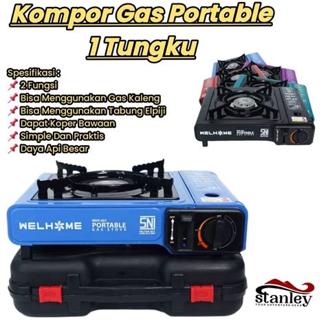 Jual Kompor Gas Portable 2in1 WELHOME WKP 001 Tungku Kompor Gas