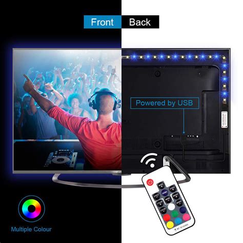 USB LED Strip Lights with RF Remote Control for TV Background Lighting ...