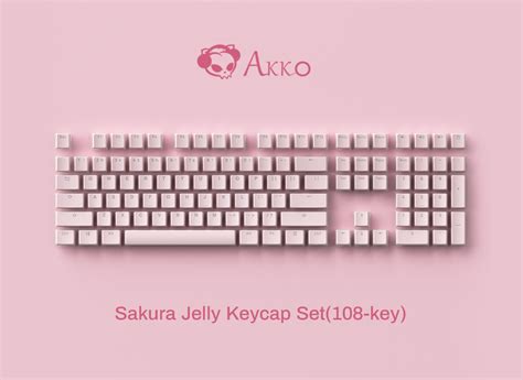 Akko Sakura Jelly 108 Key 鍵帽套裝 櫻花粉紅色 布丁鍵帽