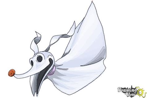 How to Draw Zero from The Nightmare Before Christmas - DrawingNow