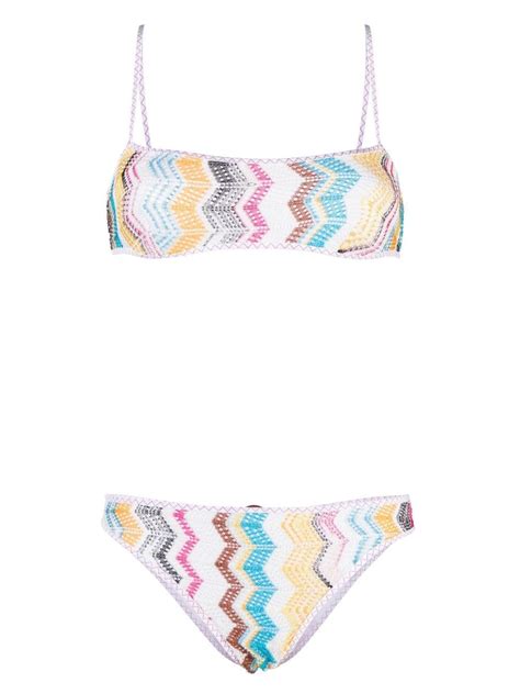 Missoni White Zigzag Knitted Bandeau Bikini ModeSens