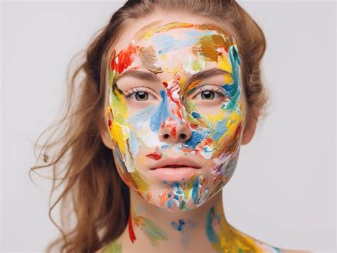 Una Mujer Con La Cara Pintada Foto Premium