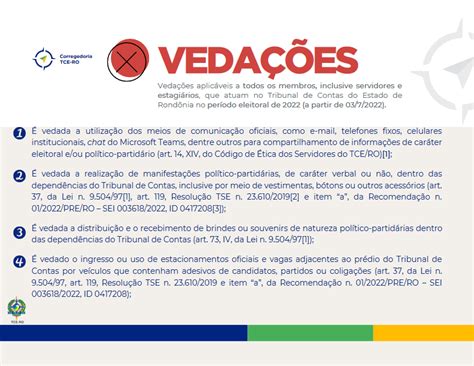 Vedações aplicáveis durante o período eleitoral Corregedoria TCE RO