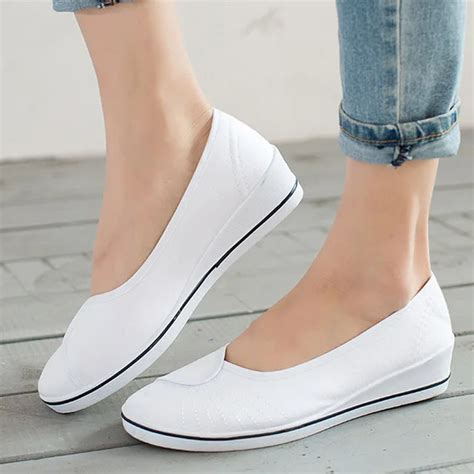 Women Slip On Canvas Soft Platform Autumn Loafers Ladies Casual Shallow Wedges Female Fashion