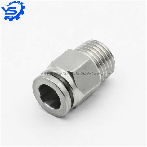 304 Stainless Steel Pneumatic Fittings For Air Hose Pc Series Push In Connector One Touch Tube