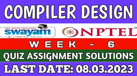 Nptel Compiler Design Week Assignment Solutions Jan Youtube