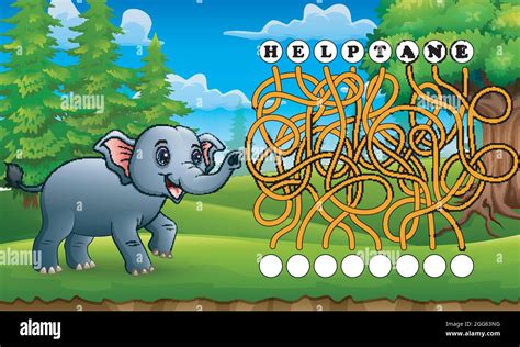 Game Elephant Maze Find Way To The Word Stock Vector Image And Art Alamy