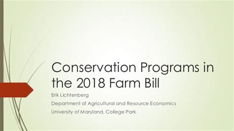 Conservation programs in the 2018 farm bill