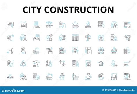 Lineaire Reeks Pictogrammen Voor Stadsbouw Bouwwerken Planning Ontwerp