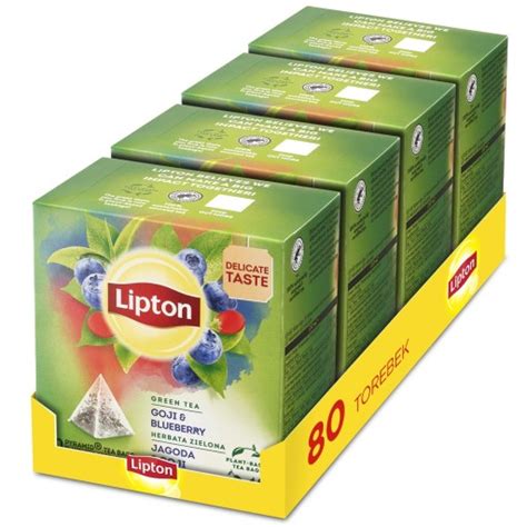 Zestaw Lipton Herbata Zielona Lipton Jagoda I Goja Piramidki 4x20 Szt