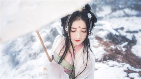 Wallpaper Hanfu Asian Chinese Dress Black Hair 1920x1080 Zuki