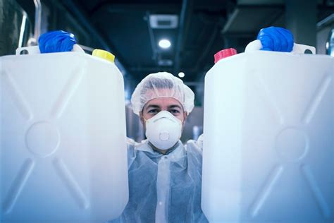 Premium Photo Technologist Industrial Worker In Protective Suit