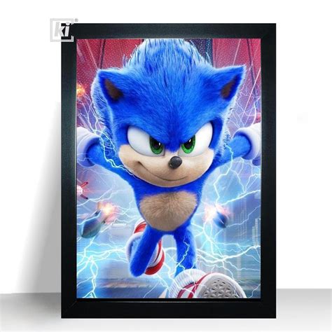 Quadro Decora Desenho Sonic Moldura Cm Shopee Brasil