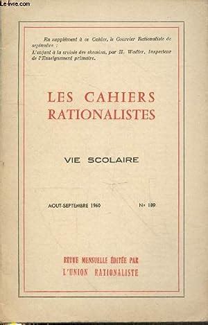 Les Cahiers Rationalistes N Ao T Septembre Vie Scolaire