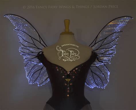 Clarion Iridescent Light Up Fairy Wings In Clear With Black Veins And Wh