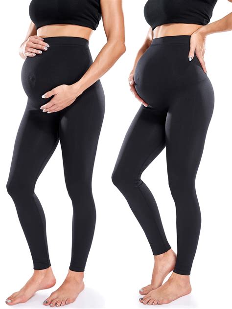 Manifique 2 Packs Womens Maternity Leggings Pregnancy Yoga Pants Active Wear Workout Leggings