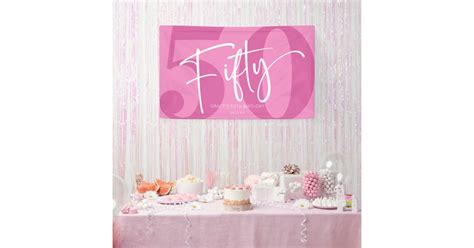 Pink Fifty 50th Fiftieth Birthday Party Banner Zazzle