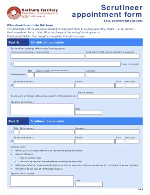 Fillable Online Scrutineer Appointment Form NTEC Fax Email Print