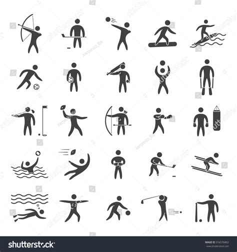 Silhouettes Figures Athletes Popular Sports Black Stock Vector Royalty