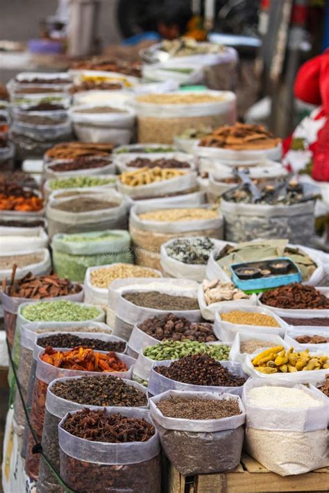 Vertical Shot of the Indian Spices for Sale in the Indian Market. Stock Image - Image of ...