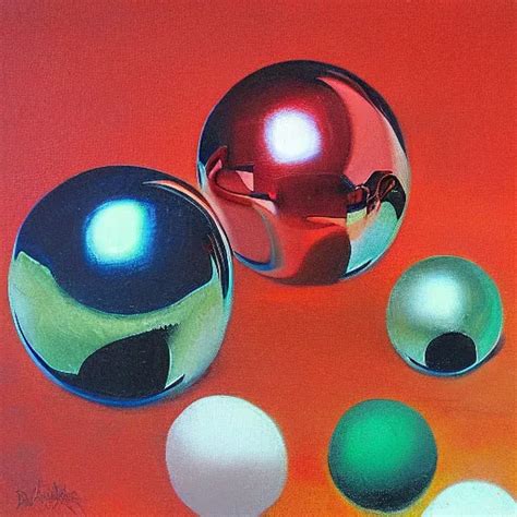 Chrome Spheres On A Red Cube By William Bliss Baker Stable Diffusion