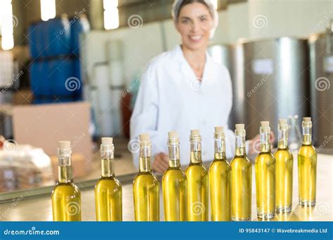 Portrait Of Happy Worker Standing At Table Stock Image Image Of