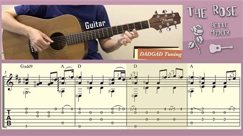 The Rose Bette Midler Guitar Notation Tab Dadgad Tuning Youtube