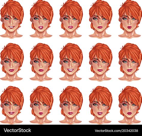 Portraits Beautiful Woman With Red Hair Royalty Free Vector