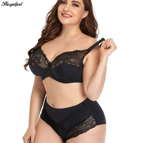 Plusgalpret Floral Lace Women Lingeries Full Cup Half Transparent Plus