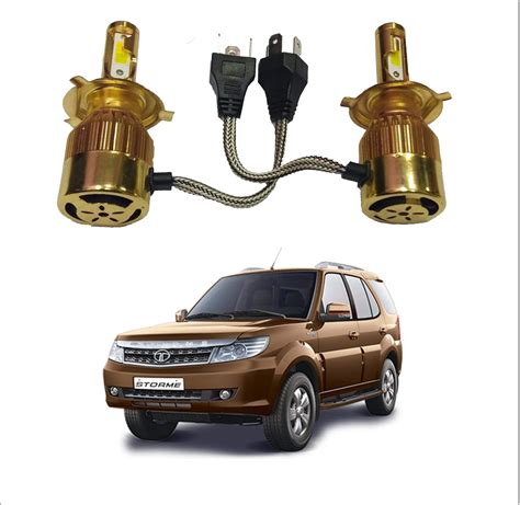 Trigcars Tata Safari Storme Gold Model H4 Car Light 36W 7600LM Double