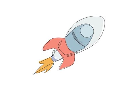 Premium Vector One Continuous Line Drawing Simple Retro Spacecraft