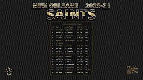 New Orleans Saints Schedule 2021 Printable - PrintableSchedule.net | Printable Schedule