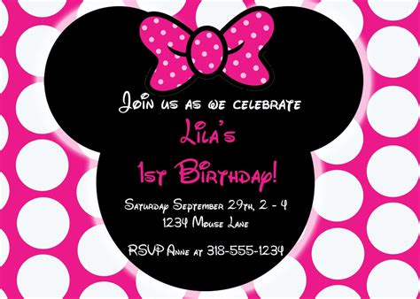 Minnie Mouse Birthday Invitations Templates