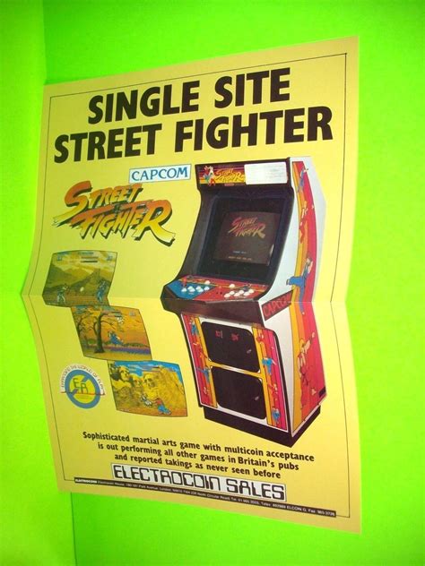 Capcom Street Fighter Original Nos 1987 Video Arcade Game Flyer Electrocoin 3 Street Fighter