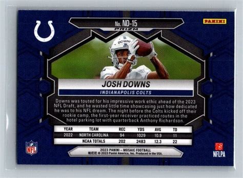 Mosaic Josh Downs Nfl Debut Rookie Blue Reactive Ebay