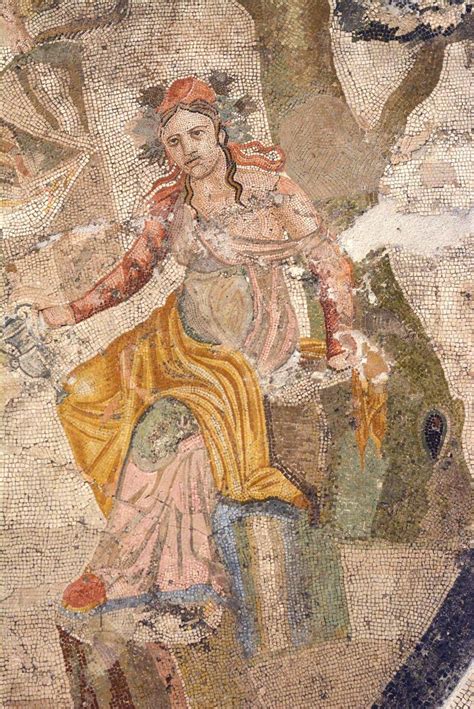 Floor Detail Showing An Elephant And Female Nude Mosaic By Roman 4th