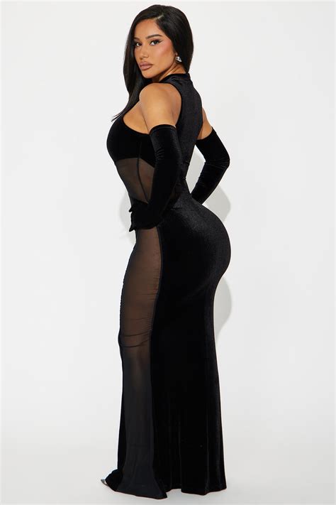 Selene Velvet Mesh Maxi Dress Black Fashion Nova Dresses Fashion